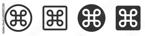 Command symbols displayed in circular and square designs.
