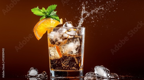 Cocktail being served over ice bar setting food photography photo