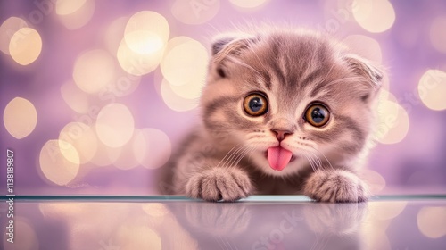 Adorable kitten with playful expression, perfect for pet lovers and cat enthusiasts. photo