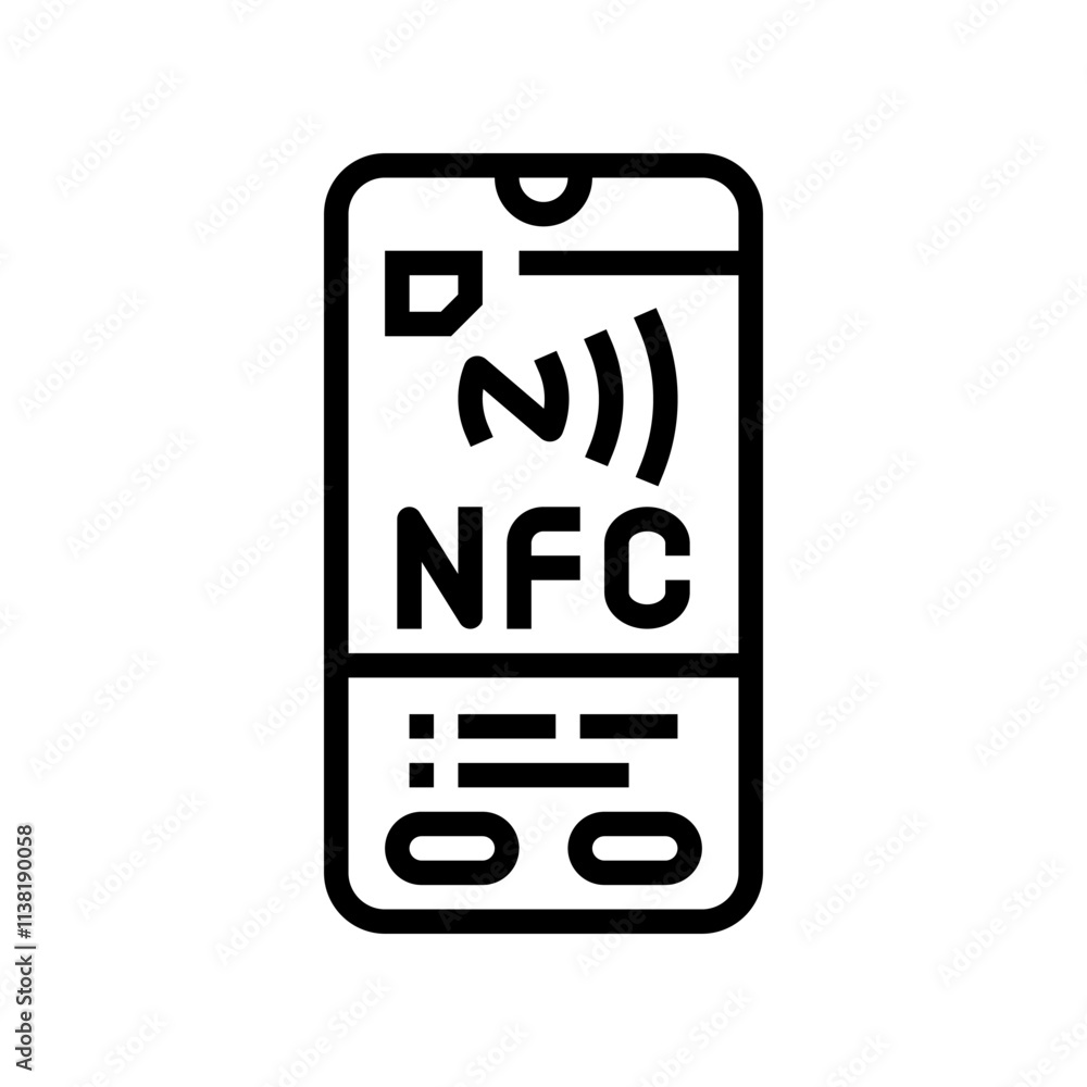 enabled phone nfc technology line icon vector. enabled phone nfc technology sign. isolated contour symbol black illustration enabled phone nfc technology line icon vector. enabled phone nfc technology sign. isolated contour symbol black illustration
