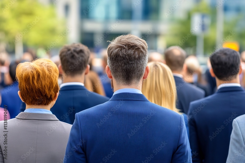 Obraz premium Group of business professionals in suits gathering for a corporate meeting or conference