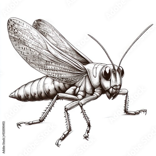 Detailed drawing of a grasshopper. photo