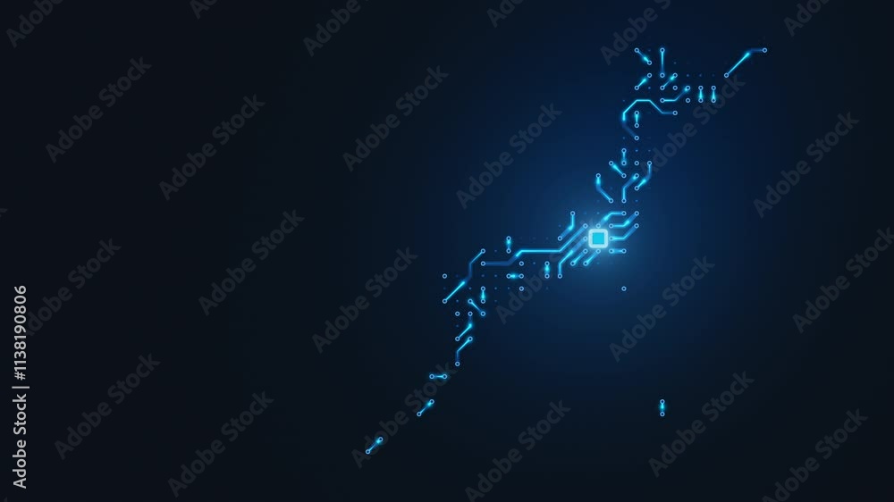 Japan - country map, circuit board, digital tech background. Seamless loop. Japan - country map, circuit board, digital tech background. Seamless loop.