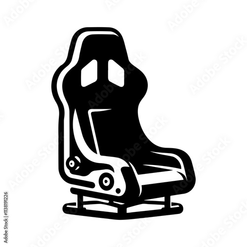 Simple Vector Icon of a Racing Seat – Logo Design Illustration