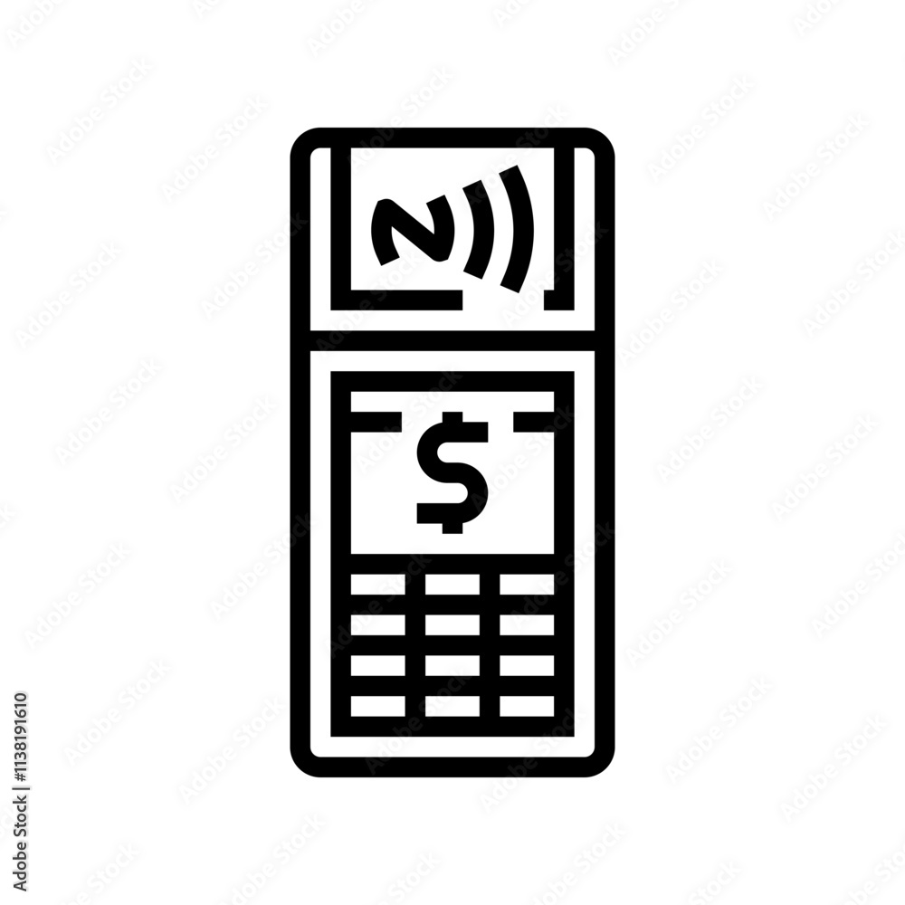 payment terminal nfc technology line icon vector. payment terminal nfc technology sign. isolated contour symbol black illustration payment terminal nfc technology line icon vector. payment terminal nfc technology sign. isolated contour symbol black illustration