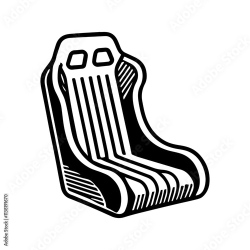 Simple Vector Icon of a Racing Seat – Logo Design Illustration