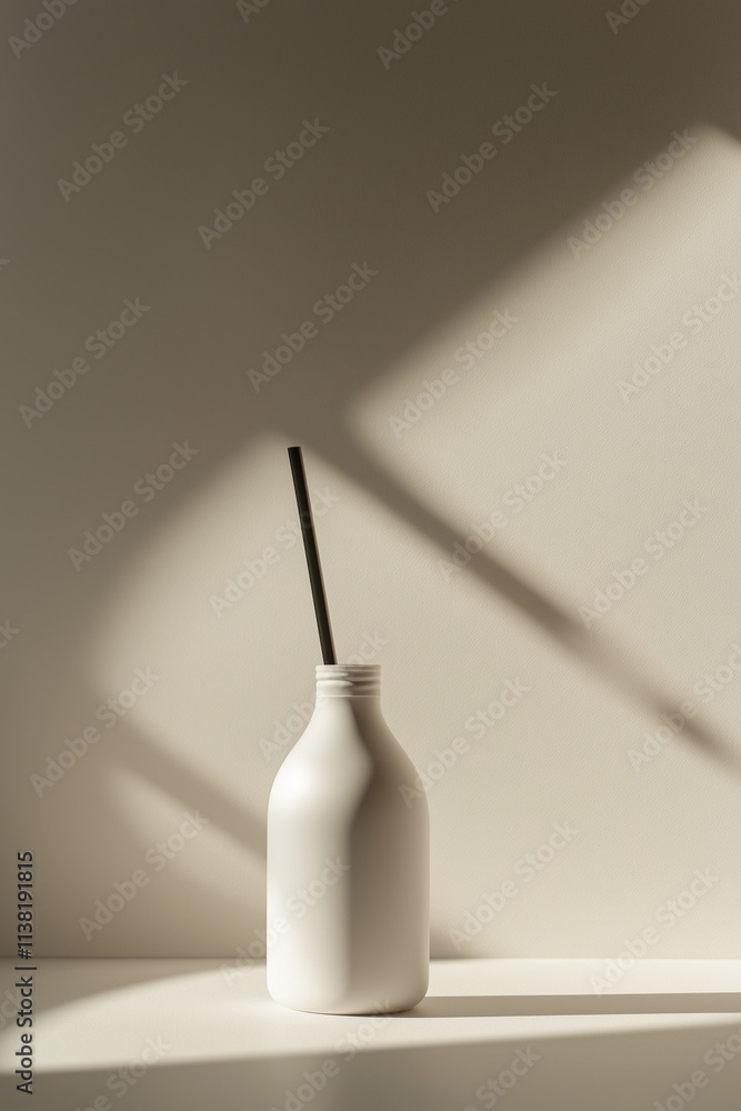 Bottle with Straw Mockup, Simplified Design Bottle with Straw Mockup, Simplified Design