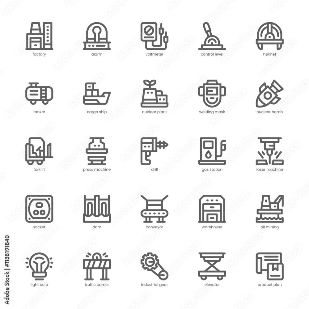 Industrial Icon pack for your website, mobile, presentation, and logo design. Industrial Icon outline design. Vector graphics illustration and editable stroke. Industrial Icon pack for your website, mobile, presentation, and logo design. Industrial Icon outline design. Vector graphics illustration and editable stroke.
