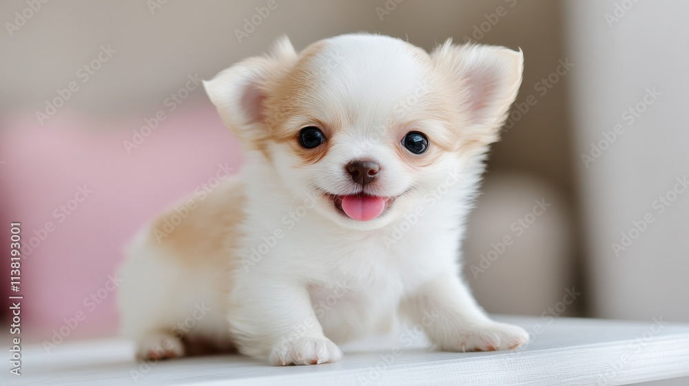 Adorable puppy with fluffy fur and bright eyes, embodying joy and playfulness. Adorable puppy with fluffy fur and bright eyes, embodying joy and playfulness.