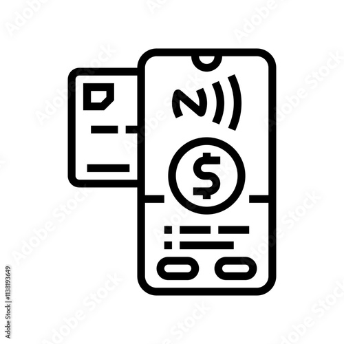 phone tapping card nfc technology line icon vector. phone tapping card nfc technology sign. isolated contour symbol black illustration