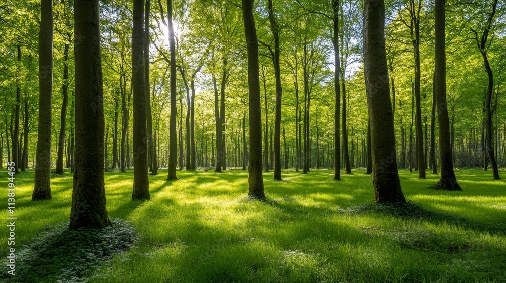 Obraz premium Lush green rain forest filled with an abundance of trees nature