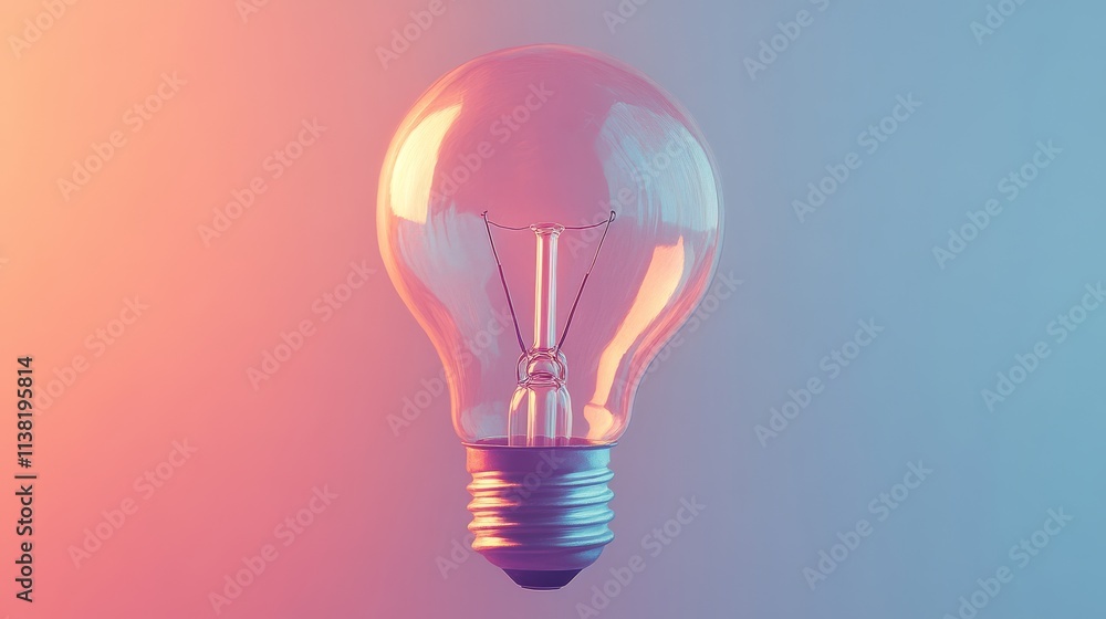 Book Cover Design, Light Bulb Illustration with Soft Gradient Background Book Cover Design, Light Bulb Illustration with Soft Gradient Background