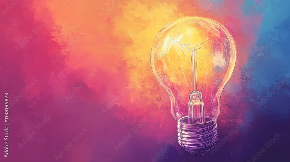 Book Cover Design, Soft Line Drawing of a Light Bulb with Gradient Background Book Cover Design, Soft Line Drawing of a Light Bulb with Gradient Background