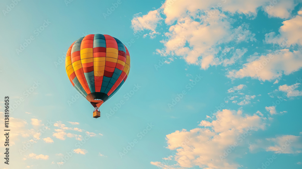 Naklejka premium Colorful hot air balloon soaring in the blue sky