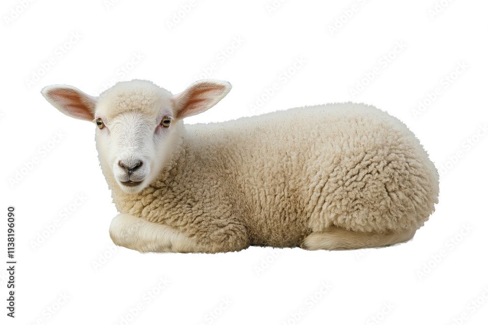 Fototapeta premium A sheep from a farm, photorealistic, on isolated transparent background