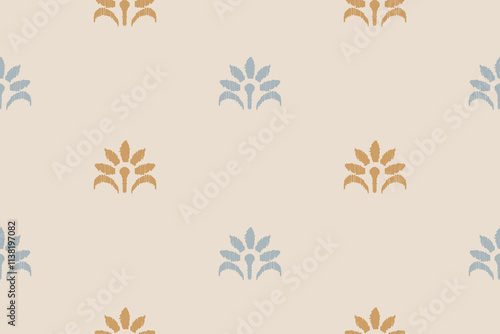 Floral pattern seamless.Pastel flowers Ikat design paisley embroidery with floral motifs. Ethnic pattern oriental traditional. Ikat pattern seamless vector illustration.