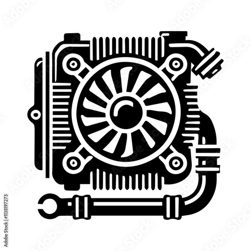Simple Vector Icon of a motorcycle Cooling System – Logo Design Illustration