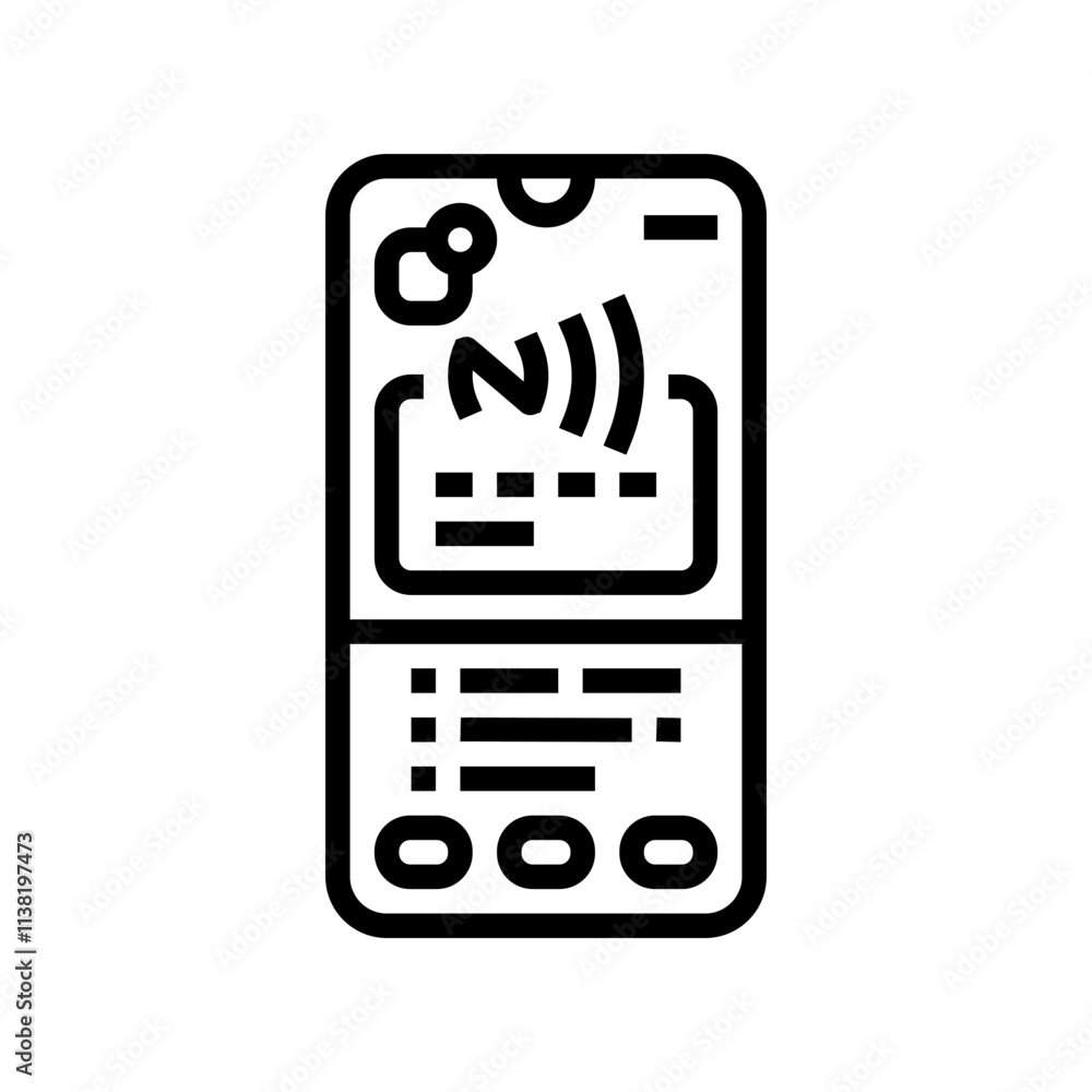 payment app nfc technology line icon vector. payment app nfc technology sign. isolated contour symbol black illustration payment app nfc technology line icon vector. payment app nfc technology sign. isolated contour symbol black illustration