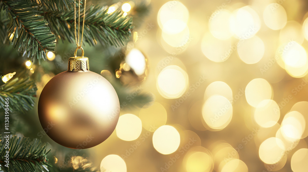 Fototapeta premium Golden Christmas Bokeh Background