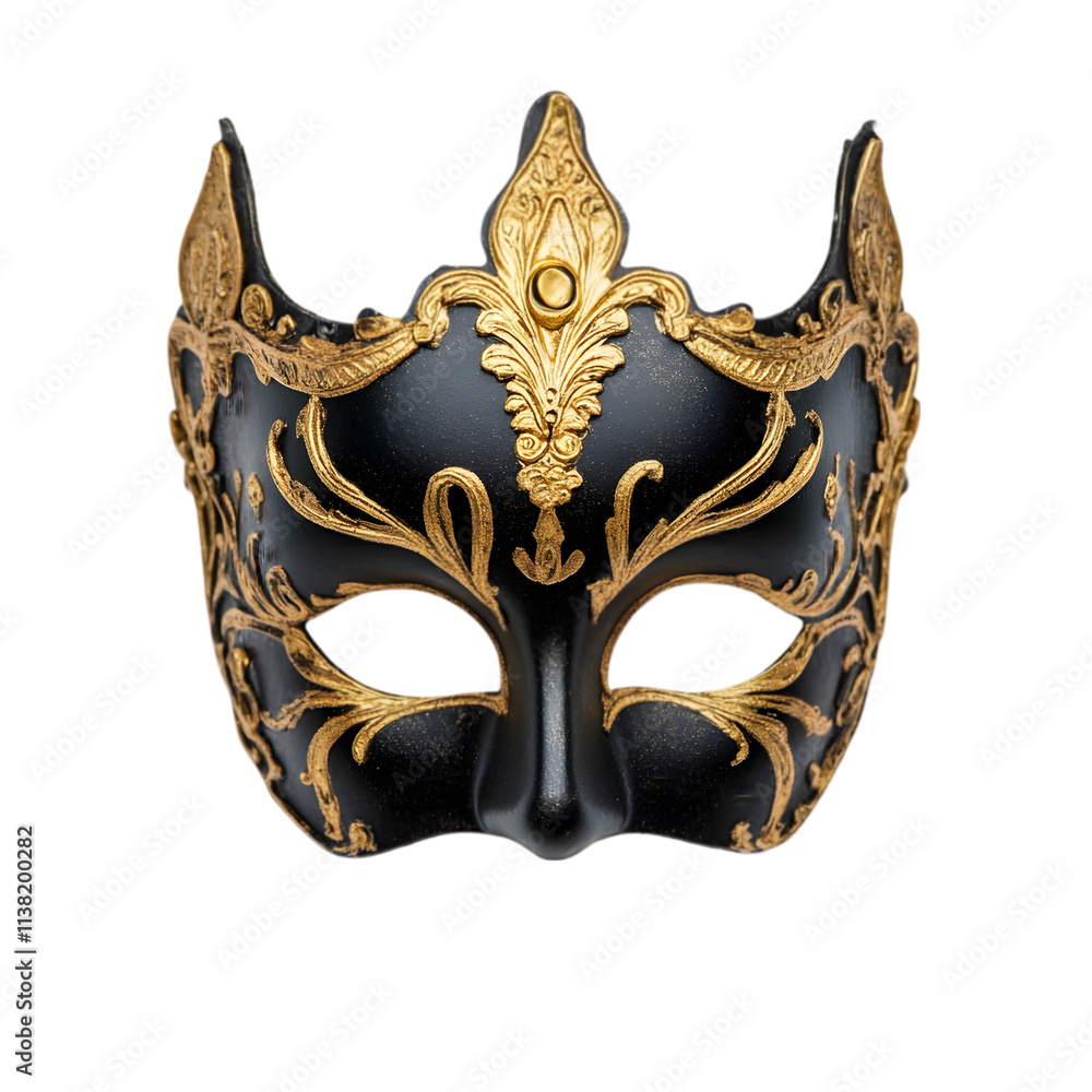 Elegant Black and Gold Venetian Mask isolated on white background Elegant Black and Gold Venetian Mask isolated on white background