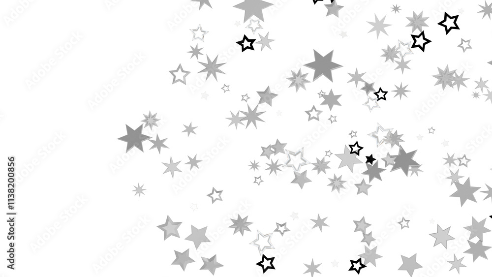 Naklejka premium Abstract background with silver stars on a black background. This design creates a twinkling, festive, and stylish feel.