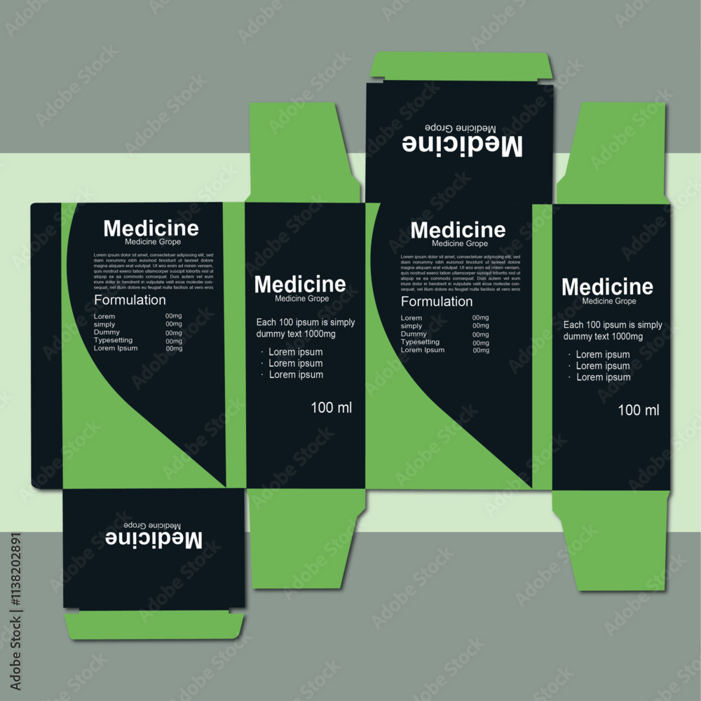 Medicine packaging box design, layout with Box die line ,medicine concept vector.
Medicine packaging box design, layout with Box die line ,medicine concept vector.