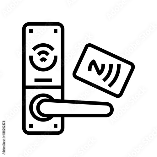 tap unlock nfc technology line icon vector. tap unlock nfc technology sign. isolated contour symbol black illustration