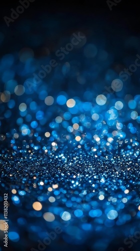 Abstract blue blurry unfocused sparkle glitter blue bokeh background wallpaper with copy space. blue christmas glitter design background. christmas wallpaper. Ultra realistic. Photorealistic