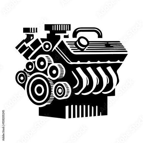 Simple Vector Icon of a Engine car – Logo Design Illustration