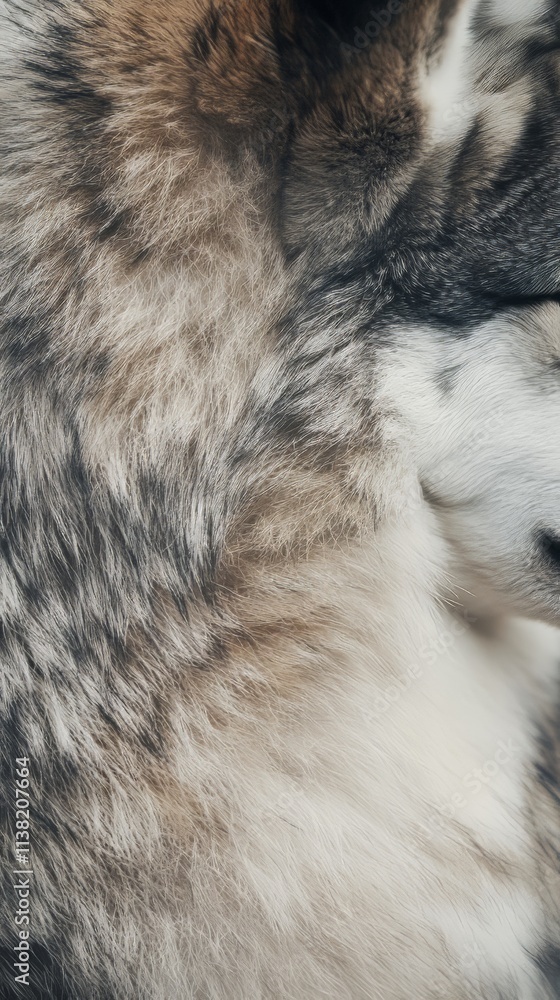 Dog fur of alaskan malamute close up texture background. wolf wallpaper. Ultra realistic. Photorealistic hypermaximalist hyper realistic fine detail Dog fur of alaskan malamute close up texture background. wolf wallpaper. Ultra realistic. Photorealistic hypermaximalist hyper realistic fine detail