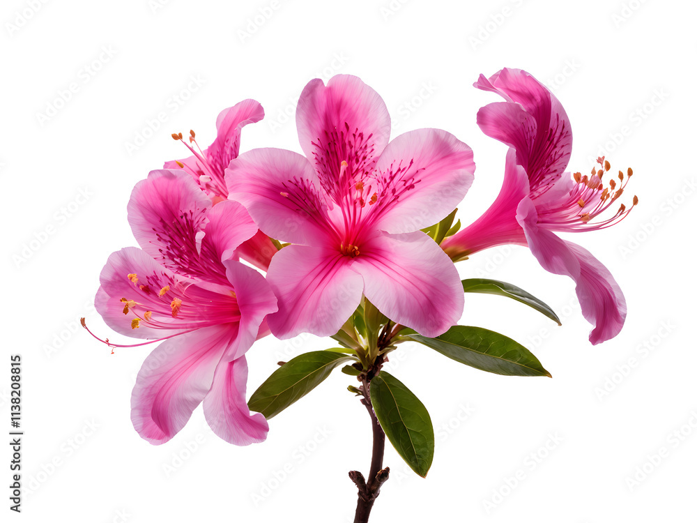 Azalea blooming on white background Azalea blooming on white background