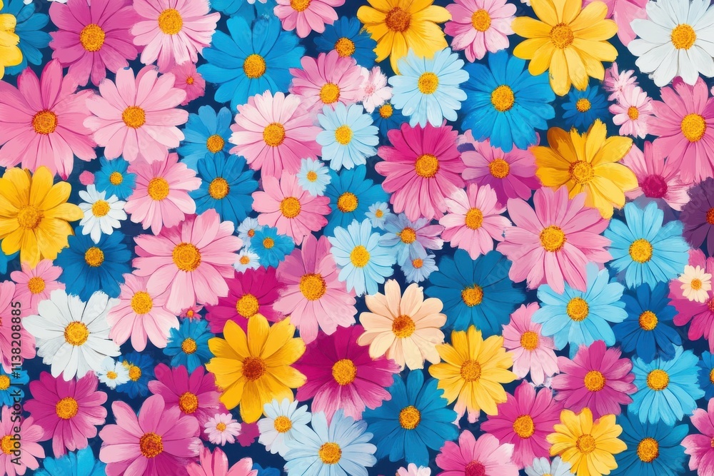 Obraz premium Vibrant floral background. Colorful daisies.