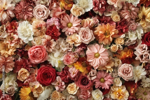 A profusion of pastel and deep-toned blooms.