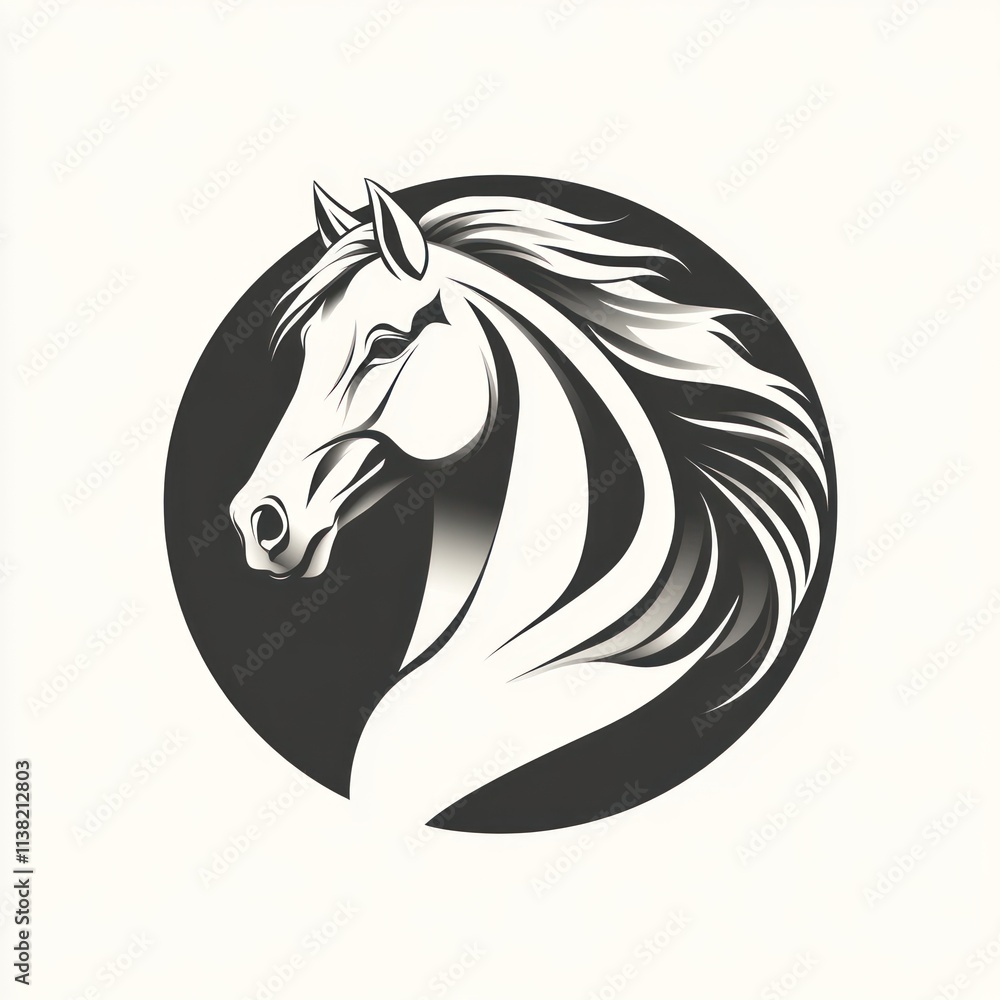 Elegant horse head logo design in monochrome. Elegant horse head logo design in monochrome.