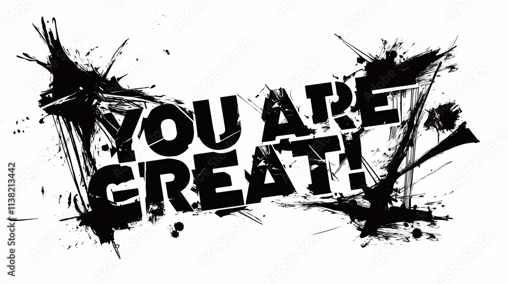 YOU ARE GREAT! graffiti lettering, typography handwriting font, spray wall art text design YOU ARE GREAT! graffiti lettering, typography handwriting font, spray wall art text design