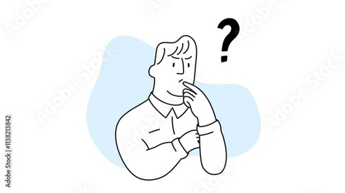 Animated flat cartoon business illustration 4K. A team member is puzzled.