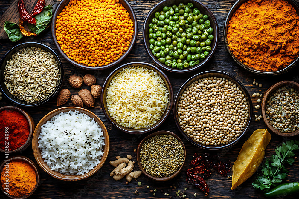 Assorted Indian and Sri Lankan Food Set on Wooden Background for Culinary Design and Photography. Assorted Indian and Sri Lankan Food Set on Wooden Background for Culinary Design and Photography.