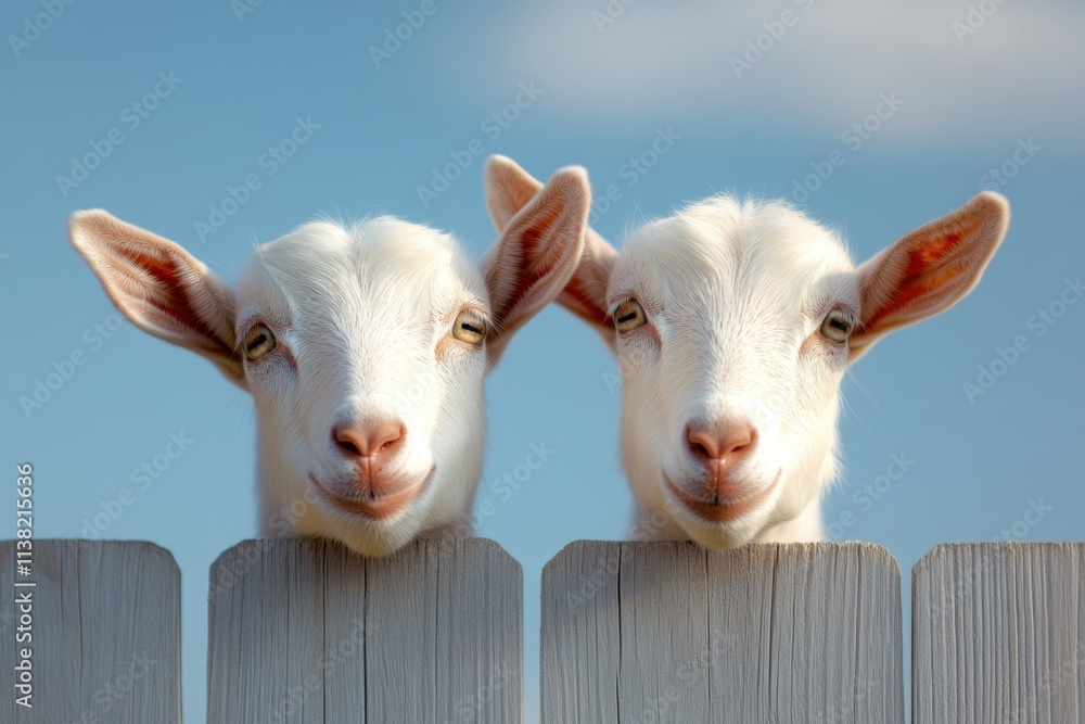 goats at petting zoo, innocent goats poking their heads through a fence, delighting visitors with their playful behavior at the petting zoo goats at petting zoo, innocent goats poking their heads through a fence, delighting visitors with their playful behavior at the petting zoo