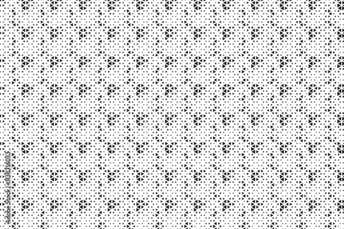 Radial halftone spotted gradient background. Dotted stains concentric texture with fading effect. Black and white circle shade wallpaper. Grunge rough vector. Monochrome geometric backdrop.