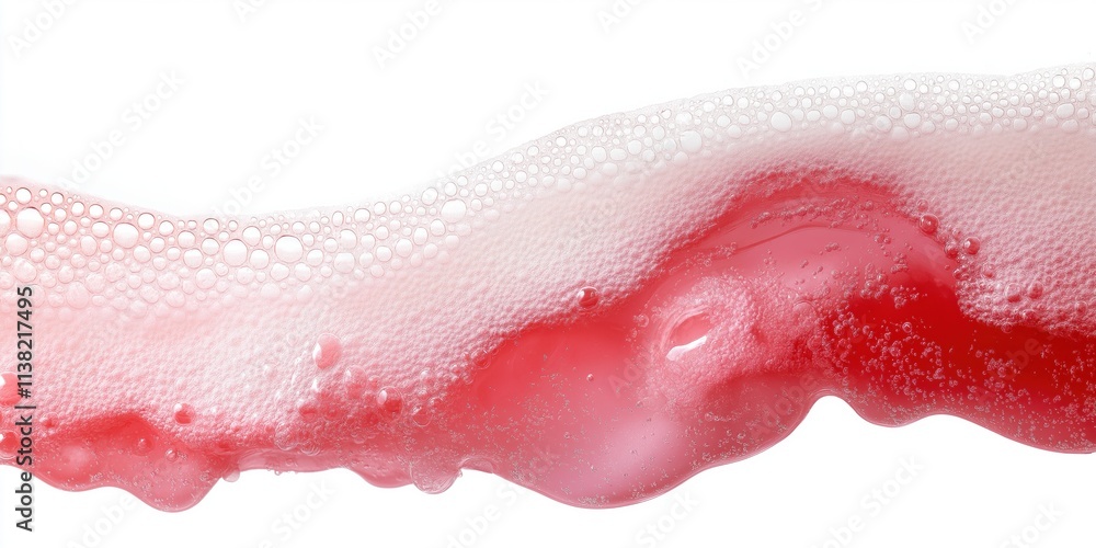 Fototapeta premium A red liquid with bubbles in it. The bubbles are scattered throughout the liquid