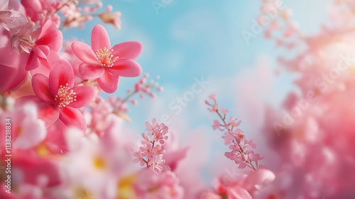 Blooming Spring Flowers on Soft Background photo