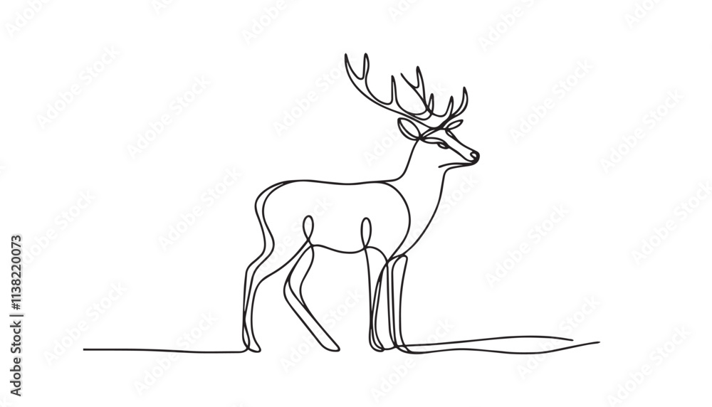 Continuous one single minimal line drawing deer Continuous one single minimal line drawing deer