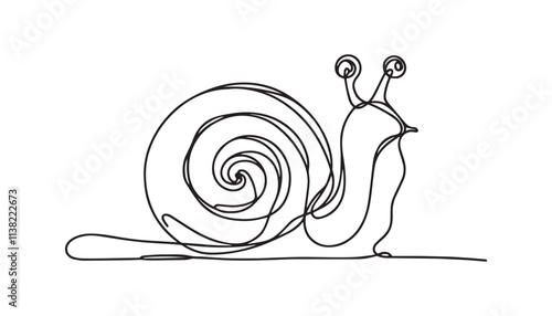 Continuous one single minimal line drawing snail