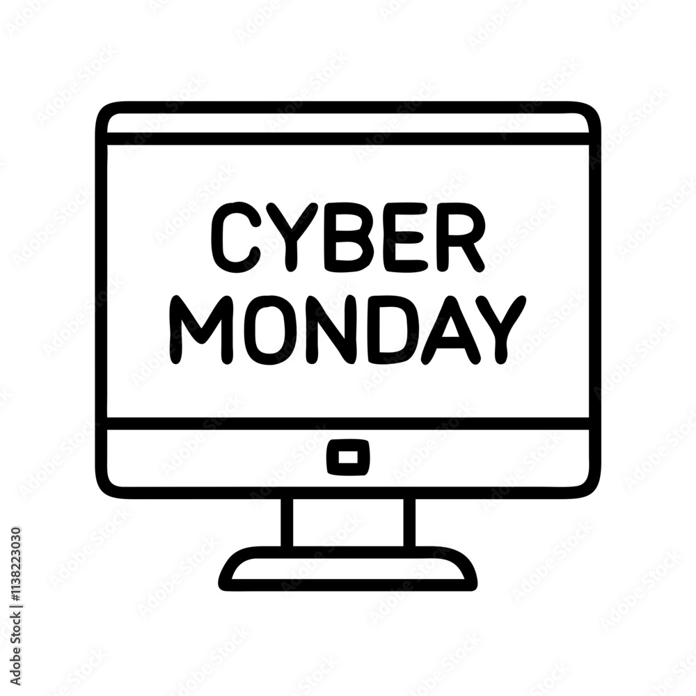 desktop computer with cyber monday deals icon desktop computer with cyber monday deals icon