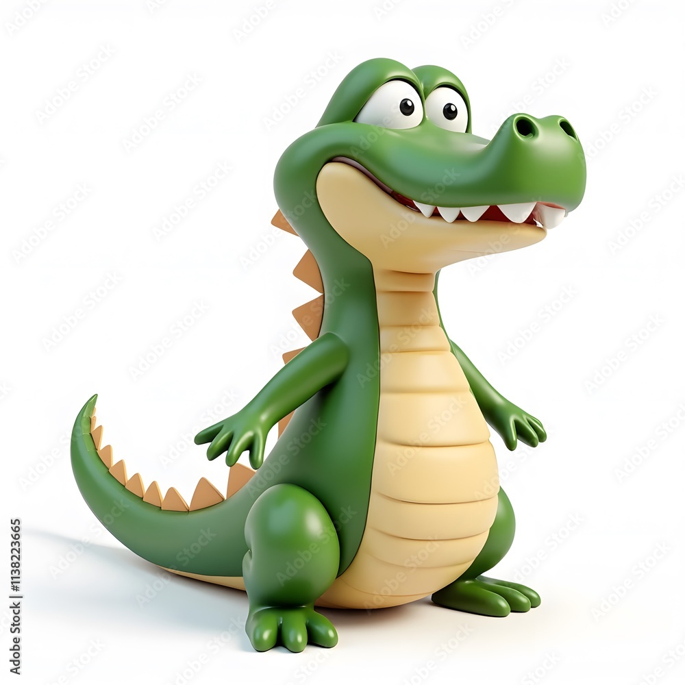 Fototapeta premium Cute Cartoon Crocodile Clipart Fun 2D Animal Illustration for Kids