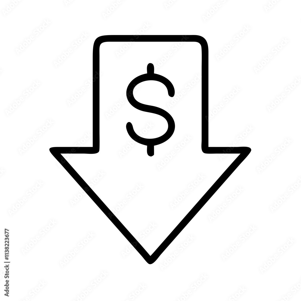 price drop arrow icon, cyber monday line art, cyber icon - simple black line art icon of price drop arrow, for cyber monday celebrations. cyber vector art. price drop arrow icon, cyber monday line art, cyber icon - simple black line art icon of price drop arrow, for cyber monday celebrations. cyber vector art.