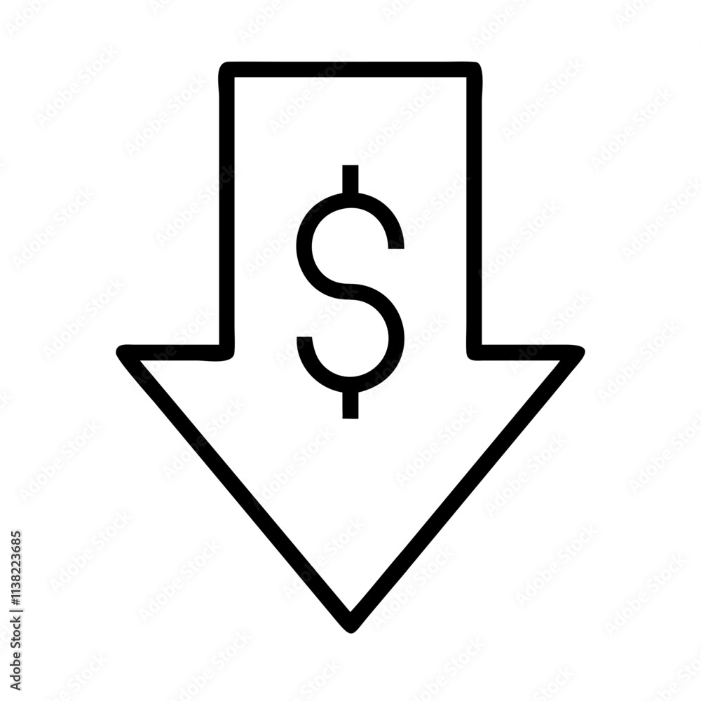 price drop arrow icon, cyber monday line art, cyber icon - simple black line art icon of price drop arrow, for cyber monday celebrations. cyber vector art. price drop arrow icon, cyber monday line art, cyber icon - simple black line art icon of price drop arrow, for cyber monday celebrations. cyber vector art.