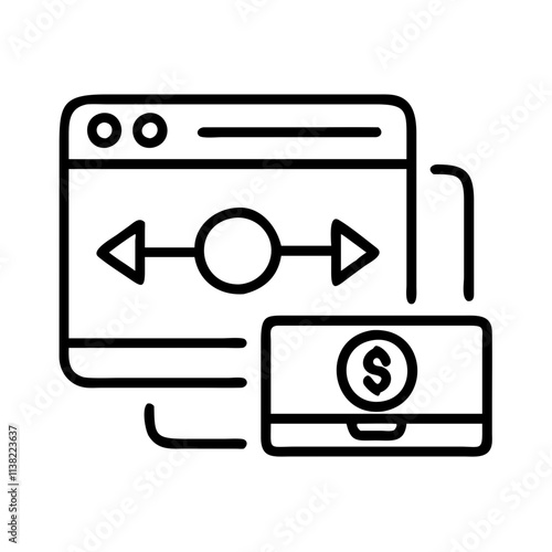 payment gateway icon, cyber monday line art, cyber icon - simple black line art icon of payment gateway, for cyber monday celebrations. cyber vector art.