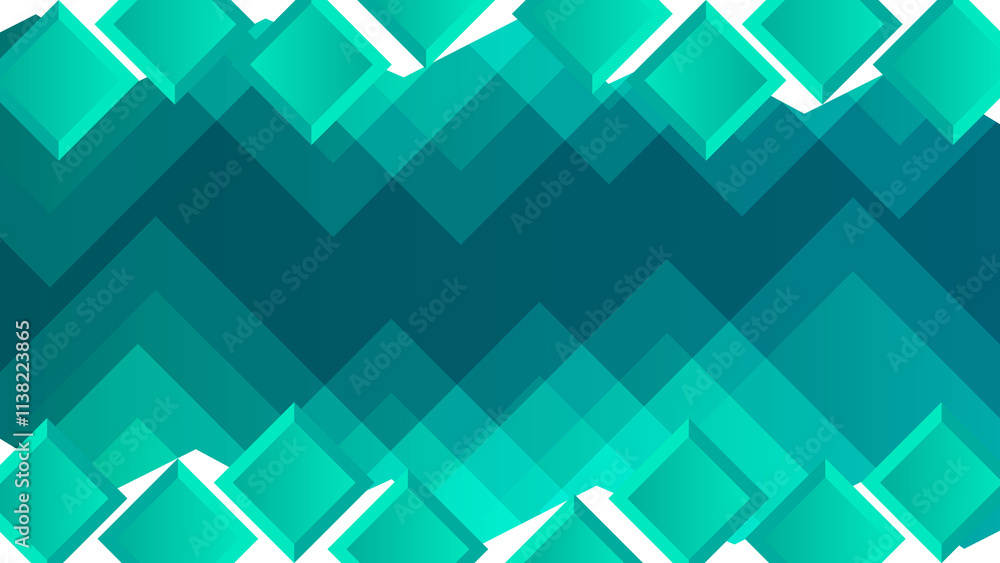 Obraz premium Abstract Geometric Background with Overlapping Blue and Turquoise Squared Shapes