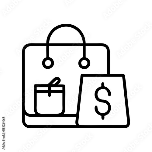 shopping spree icon, cyber monday line art, cyber icon - simple black line art icon of shopping spree, for cyber monday celebrations. cyber vector art.